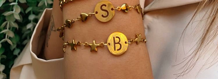 Bracciale cuore stella con iniziale